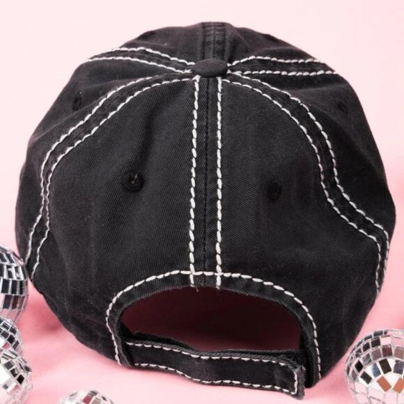 KBETHOS Stay Wild Cowgirl Black Distressed Baseball Cap Hat NWT - Picture 3 of 3